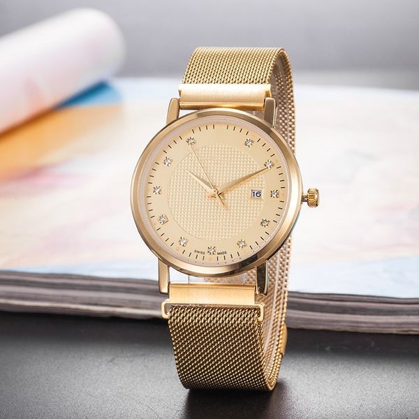 

all dials working automatic date men watches luxury fashion fabric band quartz movement clock leisure wrist watch golds, Slivery;golden