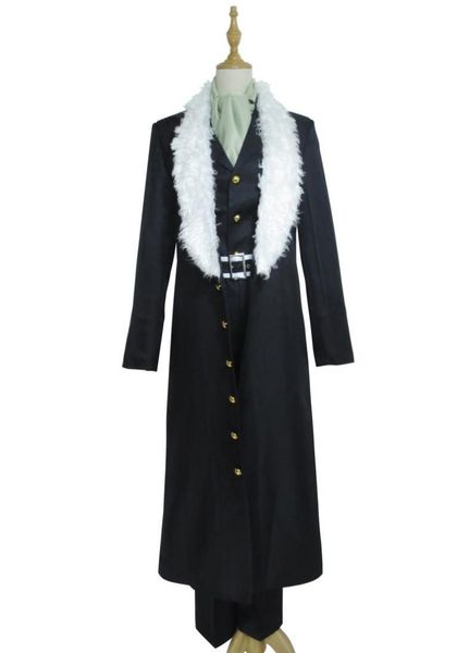 

one piece cosplay costume sir crocodile fur collar black coat2143234