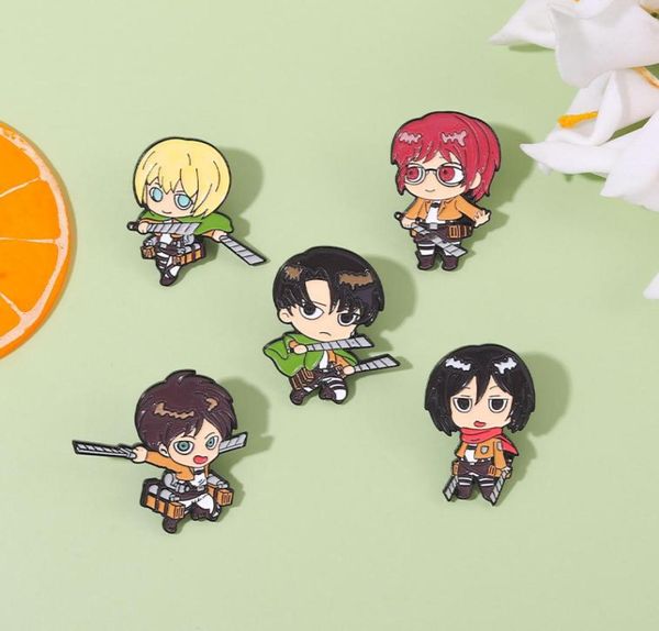 

attack on titan chibi enamel pins custom eren mikasa armin levi brooches lapel badges cartoon jewelry gift for fans friends s100013958933, Blue