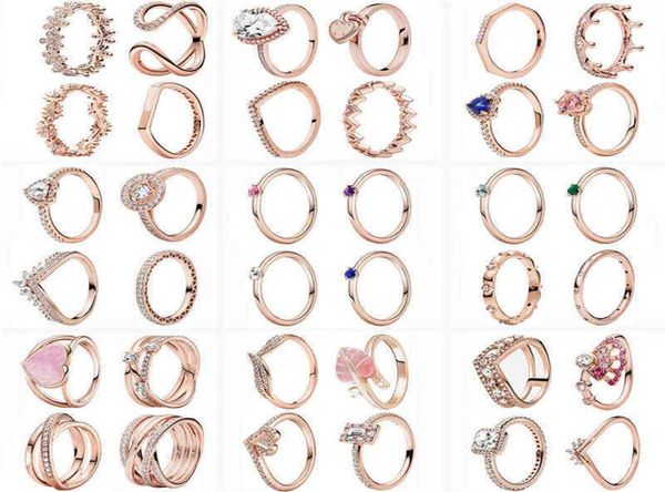 

new style ladies rose gold ring white flower heart shape original pandora diy bracelet 925 sterling silver charm luxury gift18915928267