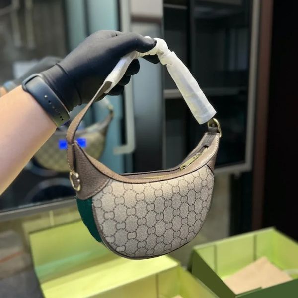 

handbag womens designer bag g bags half moon shoulder bag crossbody bag fashion stick zipper purses designer woman vintage calf leather tote, Red;black