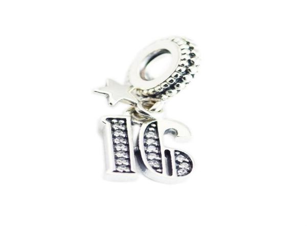 

16 birthday charms number dangle 925 sterling silver fits original style bracelet 797261cz h811042354981731, Bronze;silver