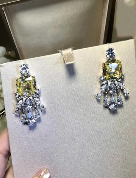 

brand pure 925 sterling silver for women blue green stone earrings wedding party earrings silver jewelry big design jewelry6357203, Golden;silver