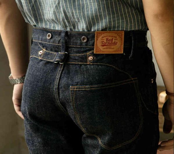 

fbc0001 red tornado read description 14oz indigo selvage pants one washed sanforized thick raw denim buckle jean4522268, Blue