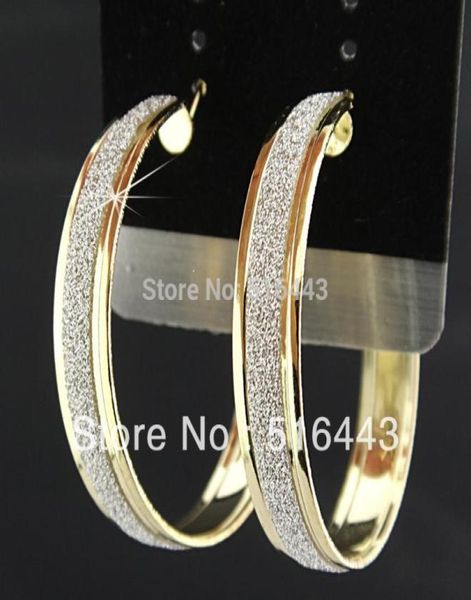 

guaranteed 100 charms 6pairs fashion gold p frosted hoop earrings for women whole jewelry lots a6697455326, Golden;silver