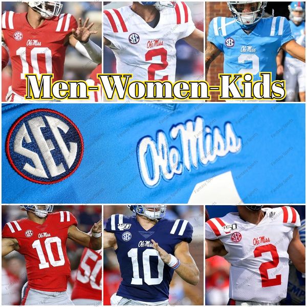 

eli manning 10 ole miss rebels jersey dk metcalf mike wallace chad kelly elijah moore jerrion ealy keidron blue red custom college men women, Black
