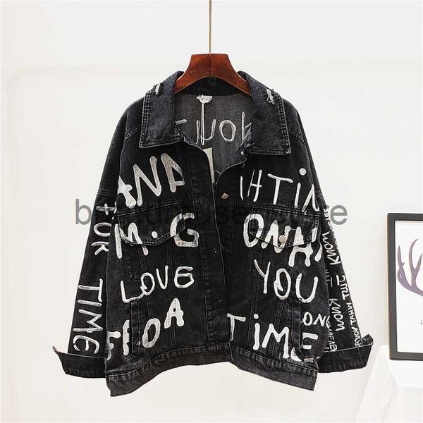 

women's jackets fashion letter embroidery denim jacket coat women loose short outerwear autumn korean black blue jeans jackets female s, Black;brown