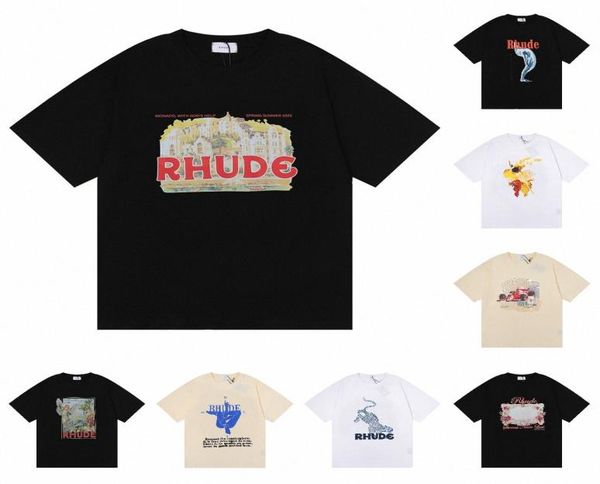 

america tide brand printed t-shirts designer t shirt men women do old round neck short sleeve tees high street hip hap treetwear tee overs90, White;black