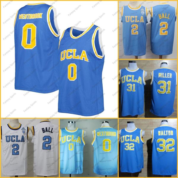 

ucla 0 russell westbrook basketball jersey 2 lonzo ball bill walton kevin love kareem abdul jabbar white blue university stitched men shirts, Black;red