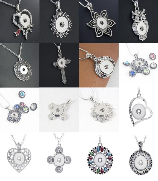 

new 5 pieces women039s mix styles vintage 18mm ginger snap chunk charm buttons pendant necklaces sweater chain whole lot6259386, Silver