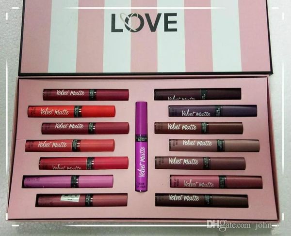 

brand new velvet matte liquid lipstick cosmetics set 15 colors waterproof longlasting lip gloss 2526819, Red;pink