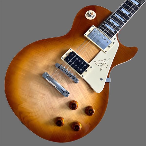

custom shop, flame maple brown lp standard electric guitars, silver hardware, rose wood fingerboard guitars, ing