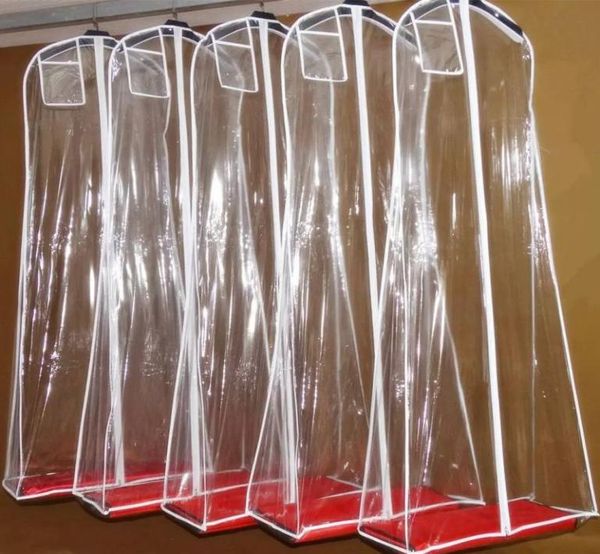 

white transparent pvc dust bag for wedding dresses prom evening gowns bags waterproof garment cover travel storage dust covers thr3169499