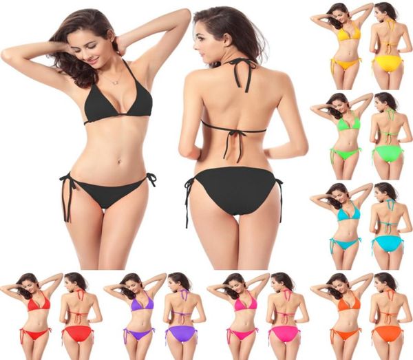 

women micro bikini set swimsuit halter triangle swimwear push up retro female swimsuit beachwear bathing suits biquini ydm0056495571, White;black