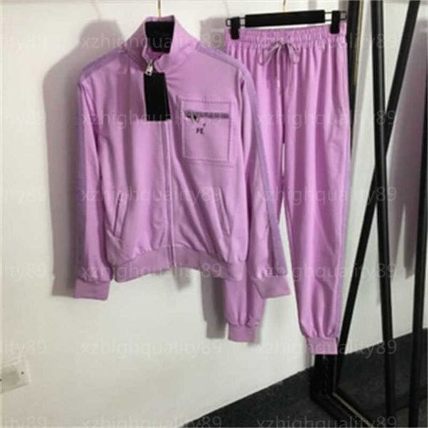 

designer womens tracksuits jacket sweatpants two piece set letter zipper pocket stand collar long sleeve coat high waist pants women suit de, White
