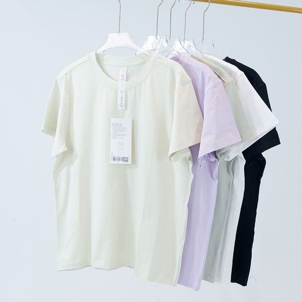 

ll yoga wear all yours women's sports short sleeve lu summer casual breathable micro elastic fitness t-shirt thin loose blazer