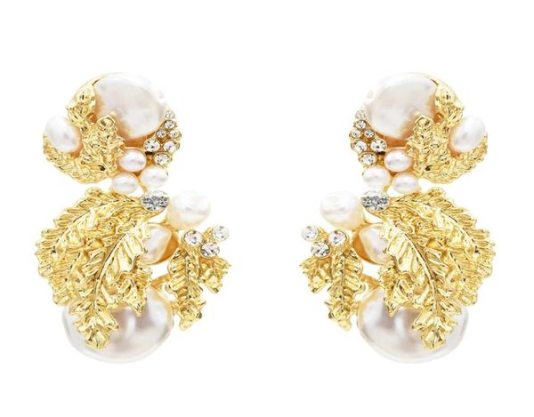 

leaf women drop earrings for women bridal tear drop hanging earrings pearls statement jewelry accessories4317225, Silver