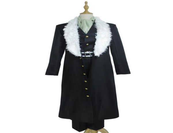 

one piece cosplay costume sir crocodile fur collar black coat2692591