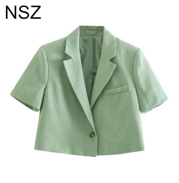 

women cotton linen crop blazer short sleeve elegant chic jacket ladies fashion coat women039s suits blazers1978339, White;black