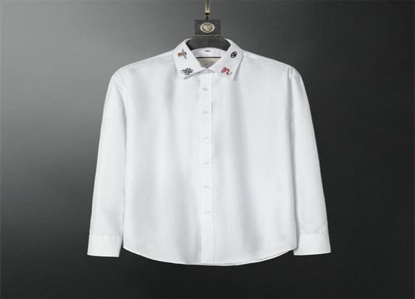 

2021 luxury designer men039s shirts fashion casual business social and cocktail shirt brand spring autumn slimming the most fas8411977, White;black