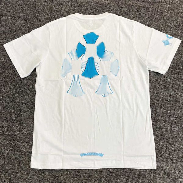 

luxury men's classics t shirts brand ch t-shirts designers men women tees fashion horseshoe sanskrit cross print cotton tshirts casual, White;black