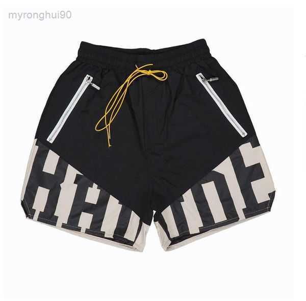 

rhude shorts fashion men women casual reflective skateboard hip hop beach pocket white border short black blue red asian size s-xl tjoo, White;black