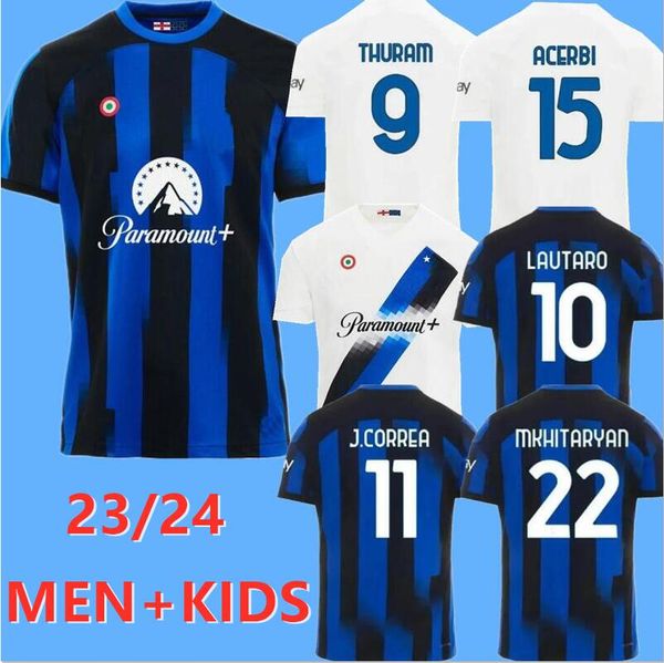 

23 24 maglia inters soccer jerseys milans men kids kits final maillot de foot lukaku dzeko lautaro 2023 2024 im maglie uniforms football shi, Black;yellow