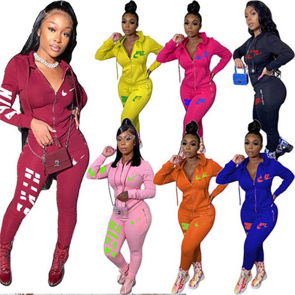 

2023 brand women embroidery tracksuits fall winter plus size s-3xl two piece set long sleeve jacket+pants hooded sports suit zipper outfits, Gray