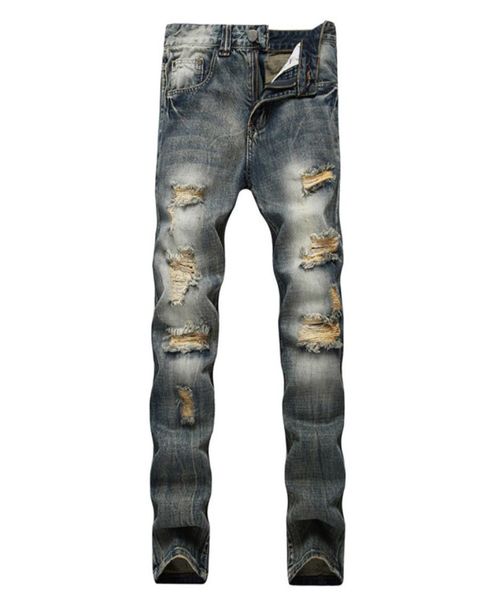 

men distressed ripped skinny jeans slim fit motorcycle moto biker jeans elastic denim hip hop punk for men fz23371635363, Blue
