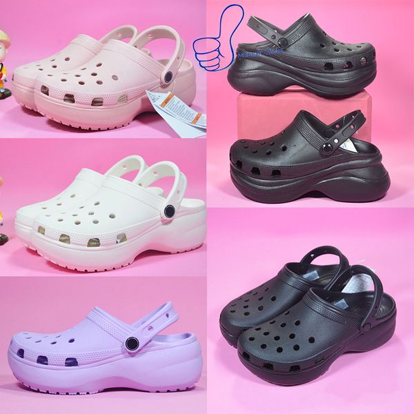 

2023 classic bae clog women designer sandals height increasing platform clogs waterproof shoes pink thick bottom pool slippers hospital nurs, Black