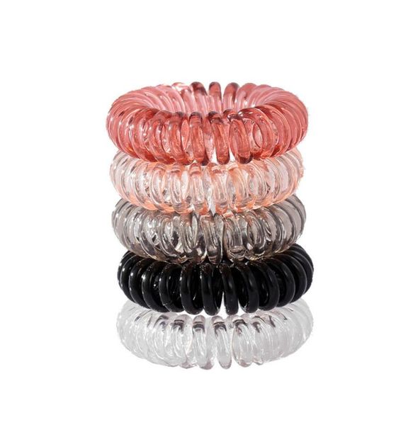 

telephone wire elastic clear hair rubber bands plastic no crease coil hairtie ponytail hairaccessories c32527559, Pink
