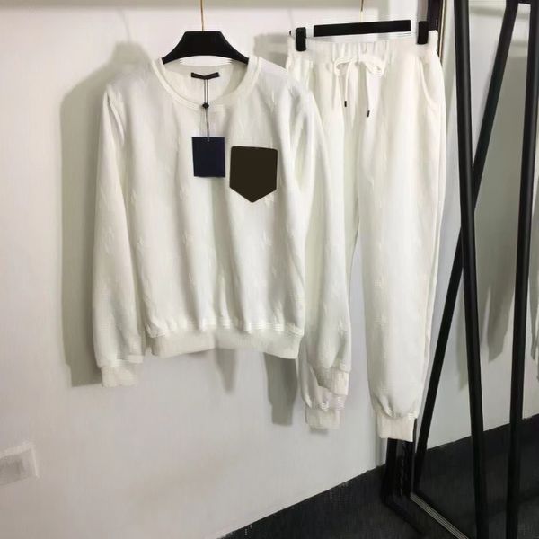 

l101v women's two piece pants casual suits designers pants set autumn ladies clothes sweatshirt and pantsuit two piece sets outifits, White