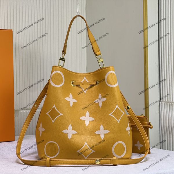 

23ss womens luxurys designers nano totes bag handbags drawstring bucket printing flowers shouder crossbody women handbag pouch purse 26cm