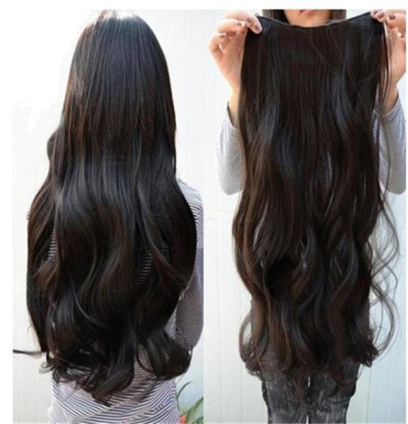 

onepiece wig 5clip hairpiece high temperature silk long curly hair61851358620071, Black