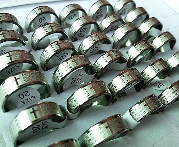 

brand new 100pcs english the lord039s prayer etching polished stainless steel men039s jewelry whole mixed lots4407748, Silver