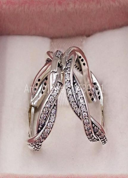 

andy jewel authentic 925 sterling silver studs silver braded earring hoops with clear cz fits european style jewelry8334929, Golden;silver