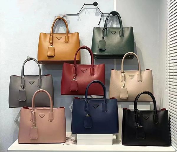 

designer tote bag shoulder bag large handbags leather open hard bucket crossbody bag women 2 size classic triangle decoration