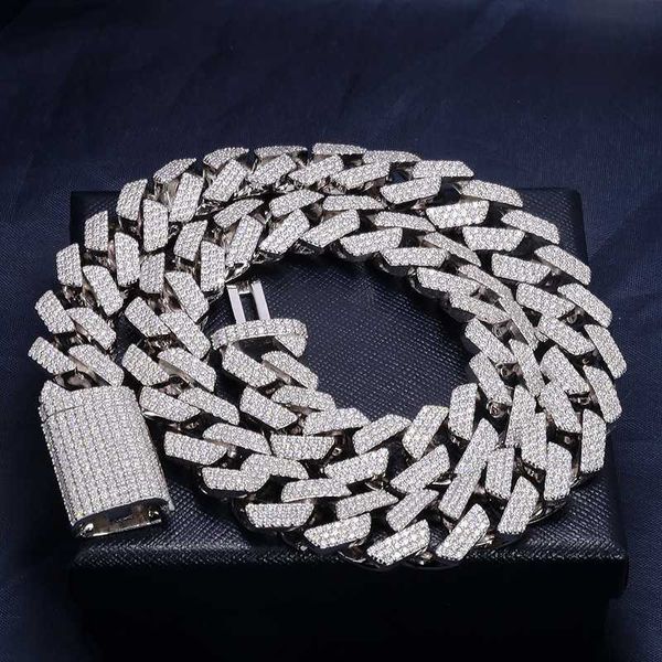 

hip hop jewelry heavy miami cuban link chain sterling silver luxury iced out vvs moissanite diamond cuban necklace bracelet
