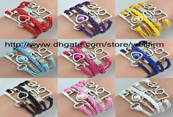 

infinity bracelets antique charm love key infinity braided mix colors leather bracelets fashion wrist bands jewellery drop 1931293, Golden;silver