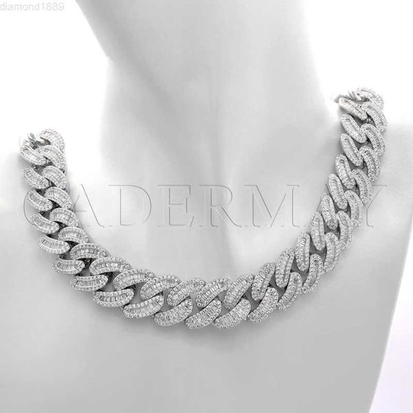

iced out men's 16mm miami cuban link chain 925 sterling silver moissnate baguette necklace for men hip hop jewelry