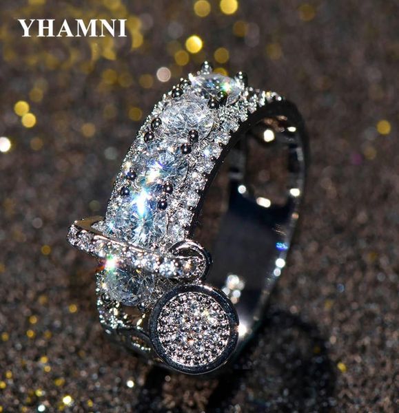 

yhamni luxury bright zircon engagement ring vintage bijoux original 925 solid silver wedding rings for women fine jewelry ra04989799495, Slivery;golden