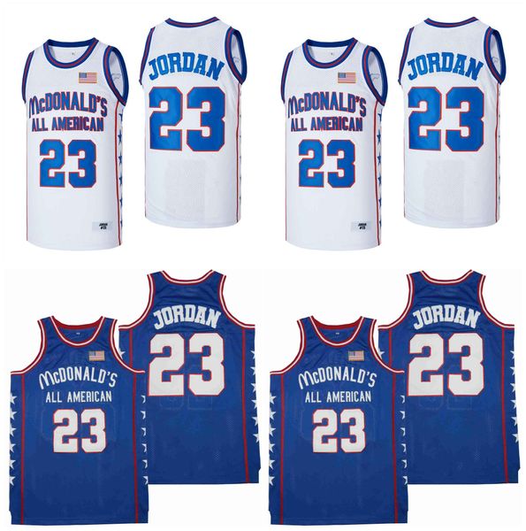 

23 michael jor dan mcdonalds all american basketball jersey blue white size s-xxl, Black;red