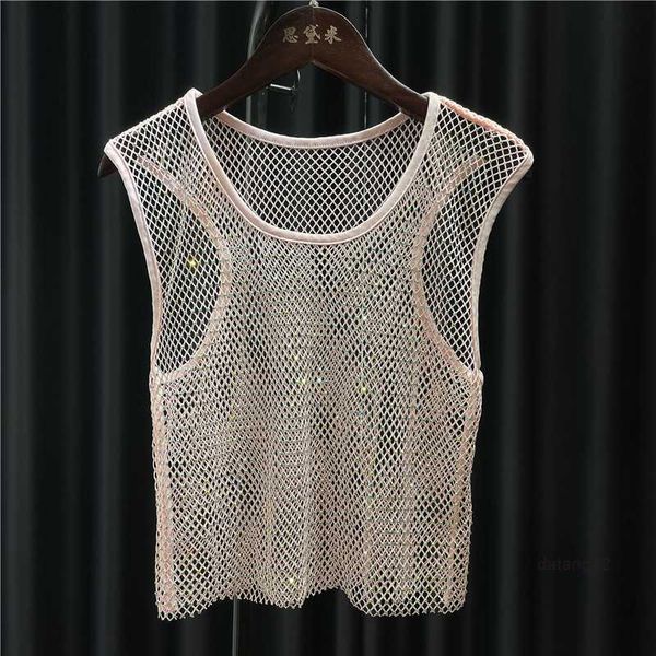 

triangle badge p-letter baroque women vest tanks fashion black mesh t shirt satin shinning diamond sling camis gift for girls clothing trwx, White