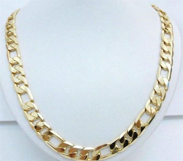 

men necklace 24k yellow gold filled figaro chain hip hop jewelry310j4477412, Silver