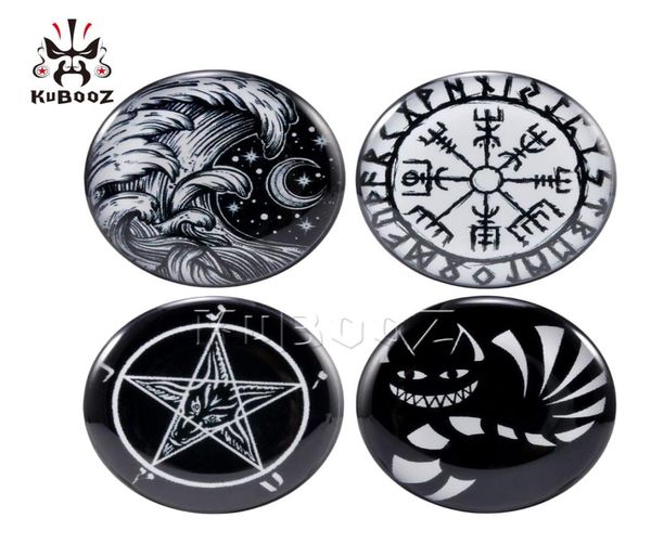 

kubooz acrylic pentagram waves moon ear tunnel plugs gauges body piercings jewelry piercing expander whole 625mm 80pcs9397089, Silver
