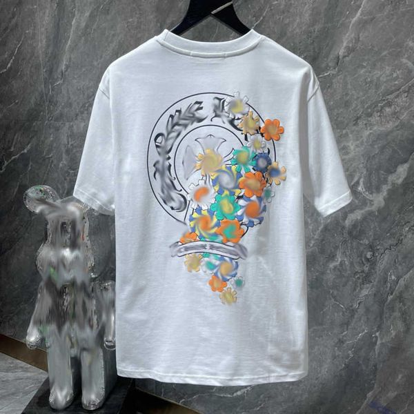 

men's luxury fashion t shirt brand ch t-shirts designers men women tees horseshoe sanskrit cross print classics cotton t-shirt casual, White;black