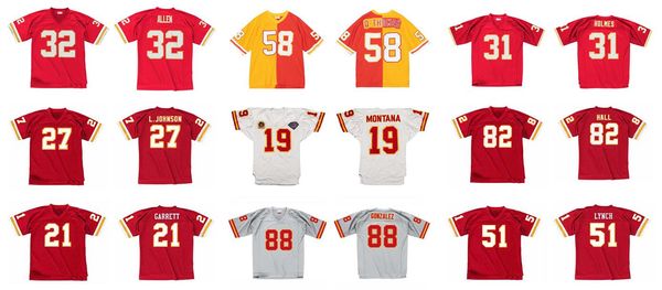 

stitched football jersey 58 derrick thomas 88 gonzalez 19 montana 31 32 82 27 90 21 16 lynch 1969-2005 mitchell & ness retro rugby jerseys m