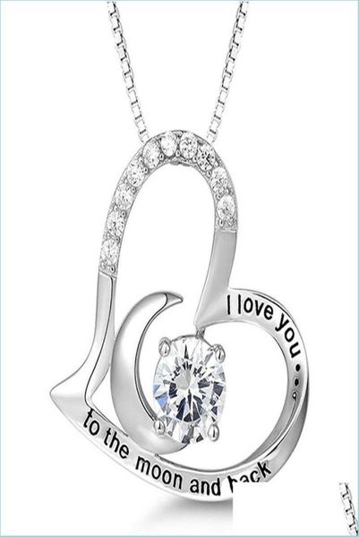 

pendant necklaces s925 sterling sier necklace for women i love you to the moon and back wife birthday gifts mum msee pics day drop1699889, Silver