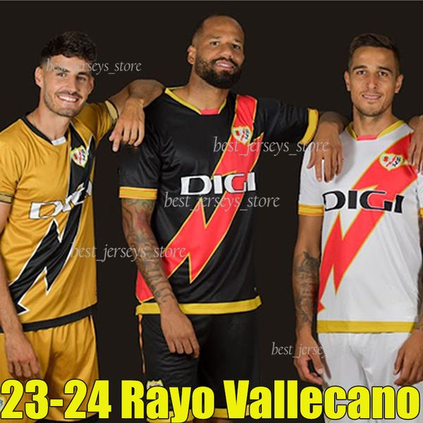 

23/24 camiseta rayo vallecano soccer jerseys third falcao r.d.t palazon garcia sanchez martin trejo ciss bebe 2023 2024 men kids kit footbal, Black;yellow