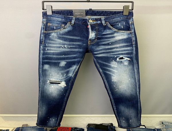 

mens jeans luxury designer skinny ripped cool guy causal hole denim fashion brand fit 2 jeans men washed pants5349597, Blue